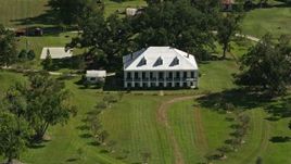 5K aerial stock footage of St. Joseph Plantation house and grounds in Vacherie, Louisiana Aerial Stock Footage | AX60_044E