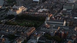5K aerial stock footage of St. Louis Cathedral and Jackson Square at sunset, French Quarter, New Orleans, Louisiana Aerial Stock Footage | AX61_038E