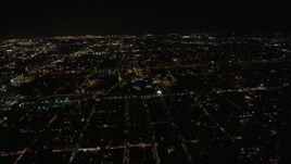 5K aerial stock footage of flying by the famous French Quarter at night, New Orleans, Louisiana Aerial Stock Footage | AX62_045