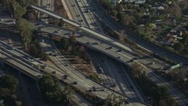 5K aerial stock footage of traffic on Highway 170 and Highway 134 freeway Interchange in North Hollywood, California Aerial Stock Footage | AX64_0010E