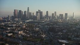 5K aerial stock footage of Downtown Los Angeles skyline and city sprawl, California Aerial Stock Footage | AX64_0082E