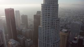 5K aerial stock footage orbit of US Bank Tower in Downtown Los Angeles, California Aerial Stock Footage | AX64_0097