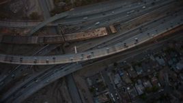 5K aerial stock footage of bird's eye of Interstate 5 and Highway 170, Sun Valley, California, sunset Aerial Stock Footage | AX64_0137