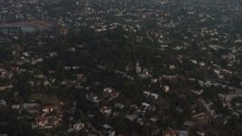 5K aerial stock footage of hillside homes at twilight in Silver Lake, California Aerial Stock Footage | AX64_0177