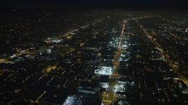 5K aerial stock footage of Santa Monica Boulevard and Arizona Avenue, Santa Monica, California night Aerial Stock Footage | AX64_0310E