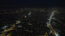 5K aerial stock footage of flying between Santa Monica and Wilshire Boulevards, Santa Monica, California, night Aerial Stock Footage | AX64_0313E