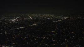 5K aerial stock footage of city streets and neighborhoods, Echo Park, Los Angeles, California, night Aerial Stock Footage | AX64_0417E