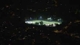 5K aerial stock footage of a baseball field with lights, Burbank, California, night Aerial Stock Footage | AX64_0433