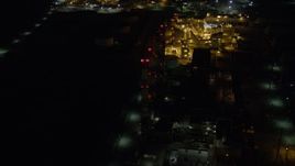 5K aerial stock footage flyby the LADWP power plant and smoke stacks, Sun Valley, California, night Aerial Stock Footage | AX64_0444