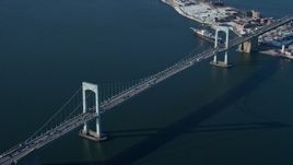 4.8K aerial stock footage of Throgs Neck Bridge, New York Aerial Stock Footage | AX66_0039E