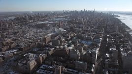 4.8K aerial stock footage of Columbia University with Central Park and Midtown in the background, New York City Aerial Stock Footage | AX66_0084