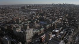 4.8K aerial stock footage orbit Columbia University to reveal Upper West Side, Central Park and Midtown, New York City Aerial Stock Footage | AX66_0088