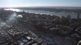 4.8K aerial stock footage of flying away from the Columbia University campus, New York City Aerial Stock Footage | AX66_0090