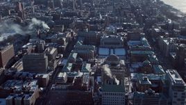 4.8K aerial stock footage tilt to Columbia University campus from Midtown Manhattan skyscrapers, New York City Aerial Stock Footage | AX66_0098E