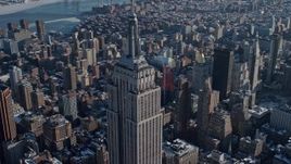 4.8K aerial stock footage of orbiting the famous Empire State Building, New York City Aerial Stock Footage | AX66_0113