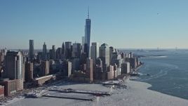 4.8K aerial stock footage of the World Trade Center and skyscrapers, New York City Aerial Stock Footage | AX66_0120