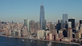 4.8K aerial stock footage of World Trade Center and Lower Manhattan skyscrapers, New York City Aerial Stock Footage | AX66_0156E