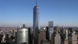 4.8K aerial stock footage of the One World Trade Center skyscraper, Lower Manhattan, New York City Aerial Stock Footage | AX66_0171