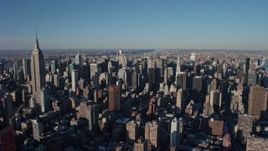 4.8K aerial stock footage of towering Midtown Manhattan skyscrapers, New York City Aerial Stock Footage | AX66_0182E