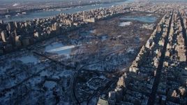 4.8K aerial stock footage of Central Park in snow, New York City Aerial Stock Footage | AX66_0188E