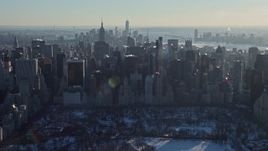 4.8K aerial stock footage of Midtown Manhattan skyscrapers in New York City Aerial Stock Footage | AX66_0204E