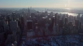 4.8K aerial stock footage of Midtown Manhattan's tall skyscrapers, New York City Aerial Stock Footage | AX66_0206E
