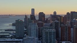 4.8K aerial stock footage of Downtown Jersey City skyscrapers, New Jersey, sunset Aerial Stock Footage | AX66_0246E