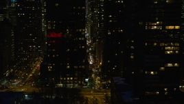 4.8K aerial stock footage of Midtown Manhattan city streets, New York City, night Aerial Stock Footage | AX66_0419E