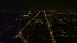 4.8K aerial stock footage view of orbiting campus at Columbia University at night, New York City, New York Aerial Stock Footage | AX67_0005