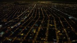 4.8K aerial stock footage view of flying over apartment buildings in Brooklyn at night, New York Aerial Stock Footage | AX67_0103