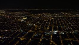 4.8K aerial stock footage view of flying by Brooklyn at night, New York Aerial Stock Footage | AX67_0107
