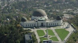 4.8K aerial stock footage of the Griffith Observatory and grounds in Los Angeles, California Aerial Stock Footage | AX68_006