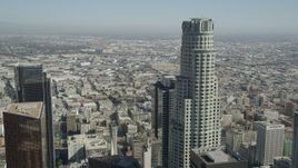 4.8K aerial stock footage fly over Downtown Los Angeles past US Bank Tower, California Aerial Stock Footage | AX68_014