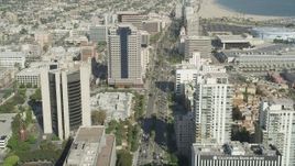 4.8K aerial stock footage fly over Ocean Boulevard through Downtown Long Beach, California Aerial Stock Footage | AX68_056