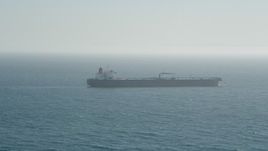 4.8K aerial stock footage of an oil tanker on the Pacific Ocean Aerial Stock Footage | AX68_085