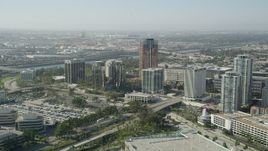 4.8K aerial stock footage approach a modern office building in Downtown Long Beach, California Aerial Stock Footage | AX68_137