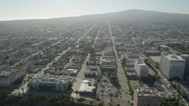 4.8K aerial stock footage of city streets with low-rise office and apartment buildings in San Pedro, California Aerial Stock Footage | AX68_161