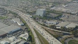 4.8K aerial stock footage of heavy traffic on Interstate 405 through Torrance, California Aerial Stock Footage | AX68_183