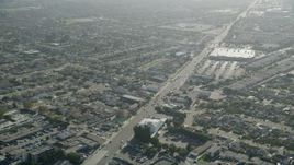 4.8K aerial stock footage of Redondo Beach Boulevard and suburban neighborhoods in Gardena, California Aerial Stock Footage | AX68_188