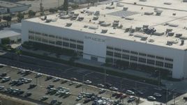 4.8K aerial stock footage front of SpaceX office building in Hawthorne, California Aerial Stock Footage | AX68_192