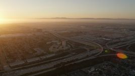 4.8K aerial stock footage of Los Angeles International Airport at sunset in California Aerial Stock Footage | AX69_001