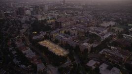 4.8K aerial stock footage of the College college campus at twilight, Westwood, California Aerial Stock Footage | AX69_060