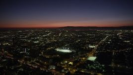 4.8K aerial stock footage of Contreras High School Stadium at night in Westlake, Los Angeles, California Aerial Stock Footage | AX69_133