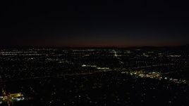 4.8K aerial stock footage of Interstate 5 and residential neighborhoods at night in Arleta, California Aerial Stock Footage | AX69_156