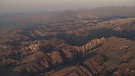 4K aerial stock footage Mountains at sunrise in Los Padres National Forest, California Aerial Stock Footage | AX70_010