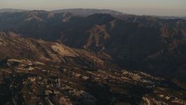 4K aerial stock footage Mountain ridge at sunrise in Los Padres National Forest, California Aerial Stock Footage | AX70_012