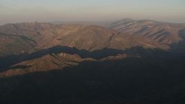 4K aerial stock footage Mountains at sunrise, Los Padres National Forest, California Aerial Stock Footage | AX70_014