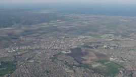 4K aerial stock footage Farm fields and suburban neighborhoods in Salinas, California Aerial Stock Footage | AX70_084