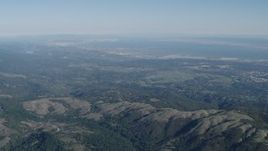4K aerial stock footage of A view of San Francisco Bay seen from the Santa Cruz Mountains, California Aerial Stock Footage | AX70_089