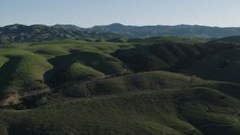 4K aerial stock footage Green hills in Gilroy, California Aerial Stock Footage | AX70_098